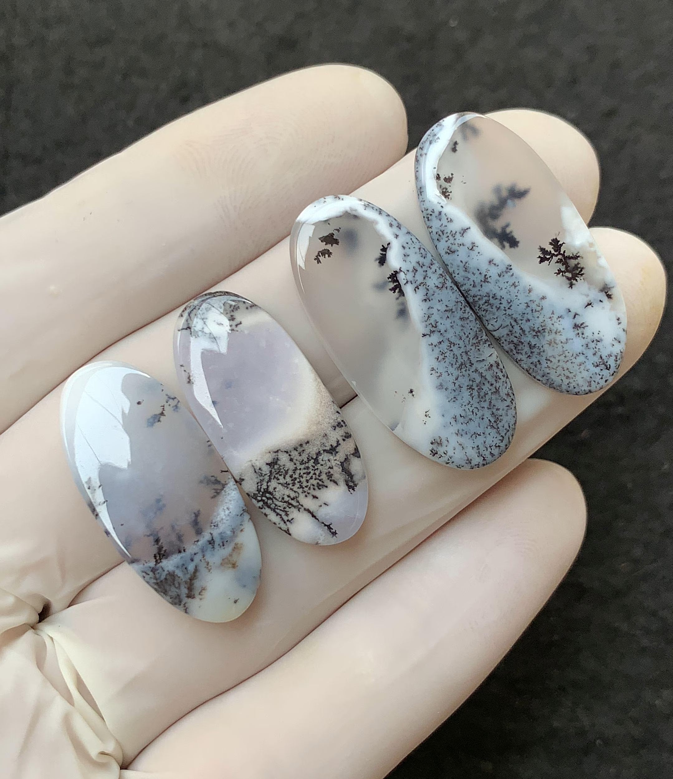Natural Dendrite Opal Gemstone Smooth Oval Shape Cabochon Loose Gemstones For Jewelry Making Wholesalegems 16-28 MM Size 2 Pair SM25754