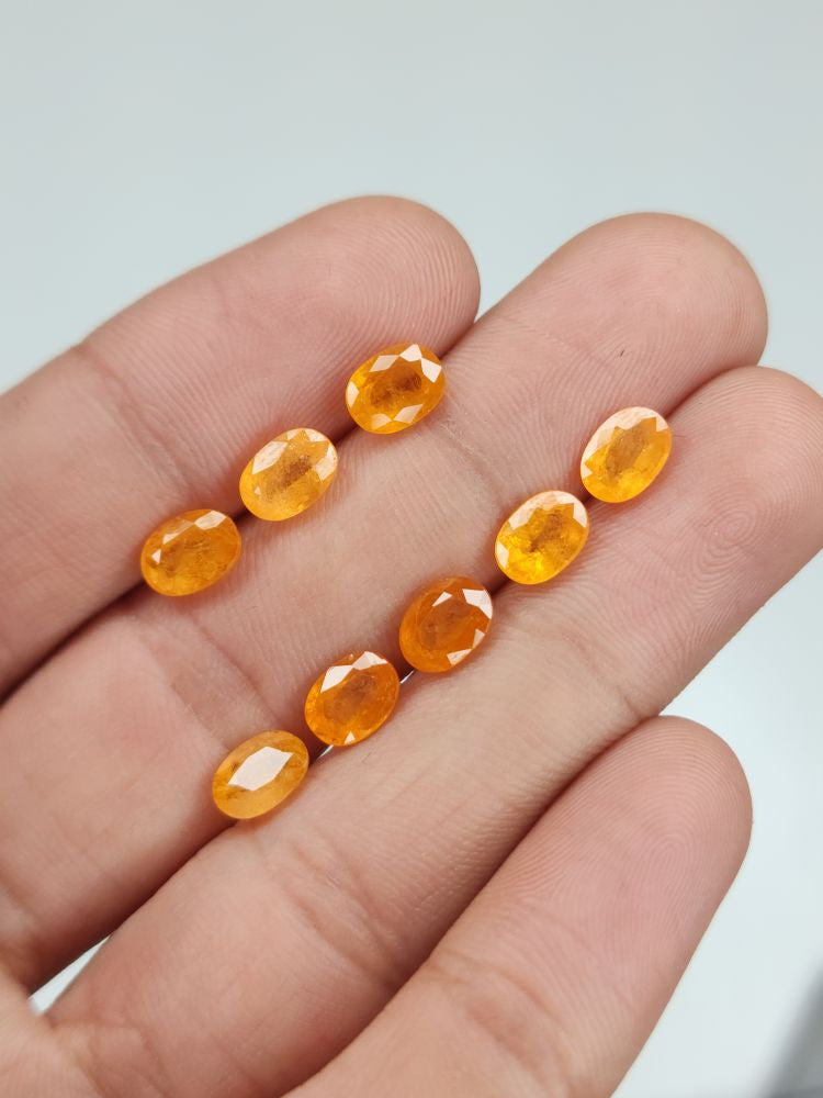 Natural Spessartine Garnet Gemstone Faceted Cut Oval Shape High Quality Loose Gemstones For Jewelry Making 7x5 MM Size 8 Pcs V5237