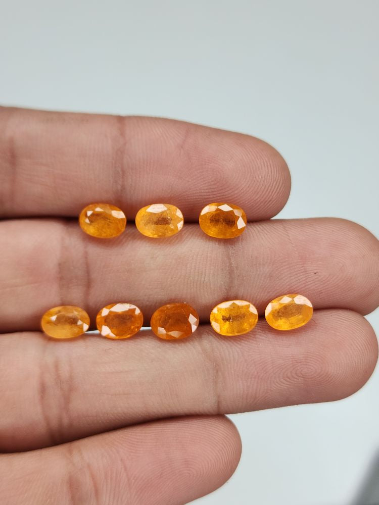 Natural Spessartine Garnet Gemstone Faceted Cut Oval Shape High Quality Loose Gemstones For Jewelry Making 7x5 MM Size 8 Pcs V5237