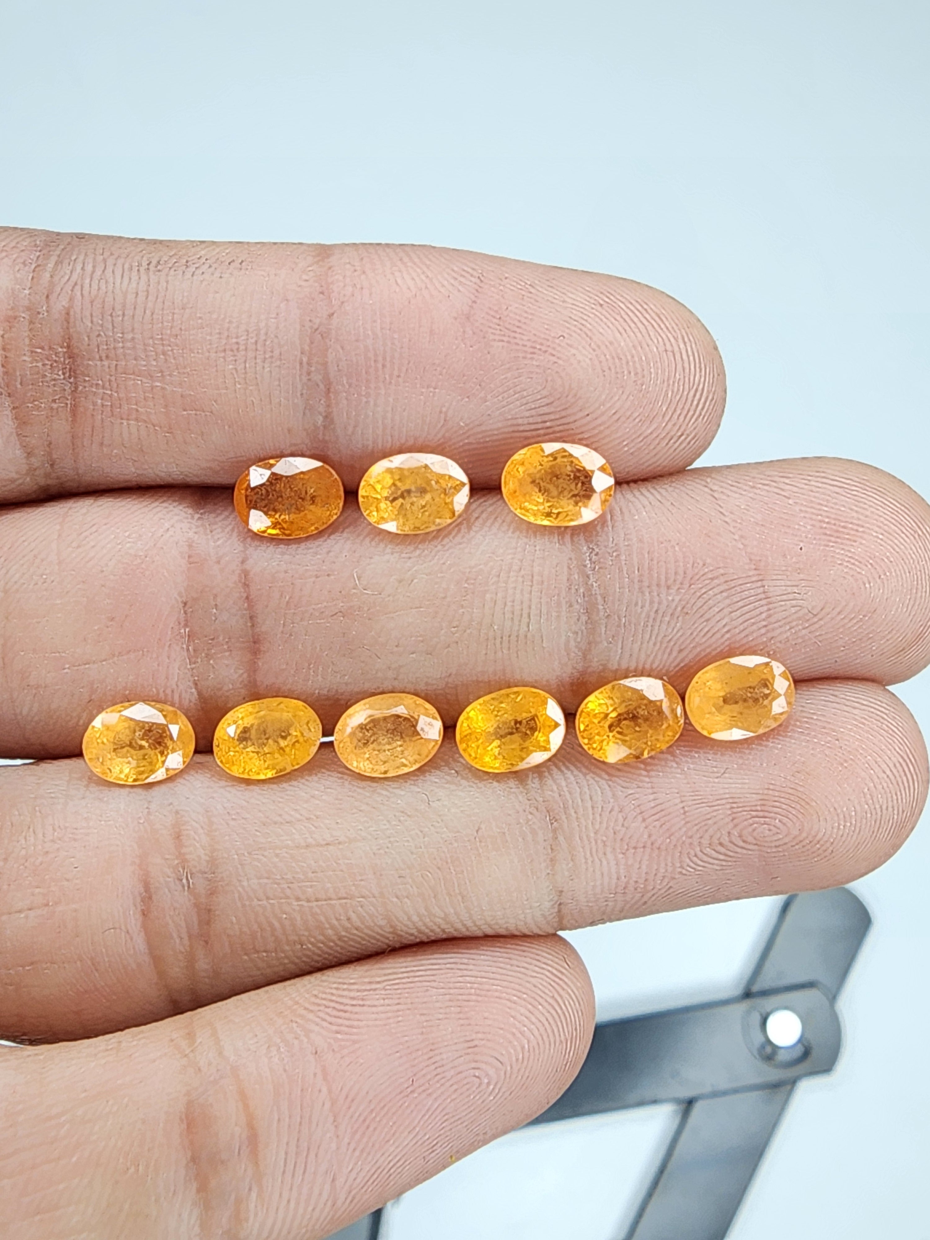 Natural Spessartine Garnet Gemstone Faceted Cut Oval Shape High Quality Loose Gemstones For Jewelry Making 7x5 MM Size 9 Pcs V5238