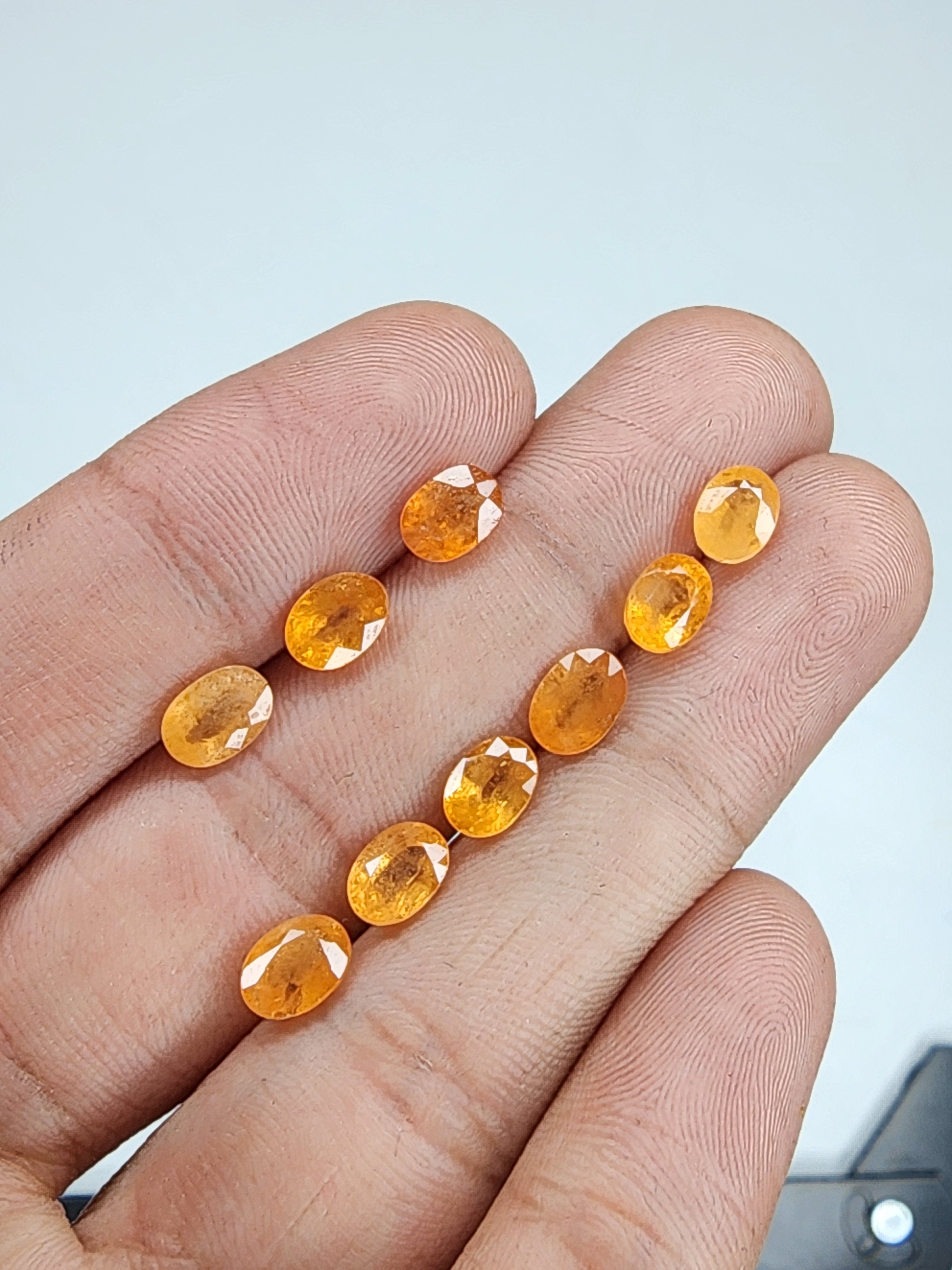 Natural Spessartine Garnet Gemstone Faceted Cut Oval Shape High Quality Loose Gemstones For Jewelry Making 7x5 MM Size 9 Pcs V5239