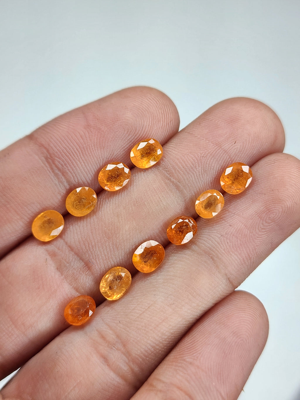 Natural Spessartine Garnet Gemstone Faceted Cut Oval Shape High Quality Loose Gemstones For Jewelry Making 6x4 MM Size 9 Pcs V5240
