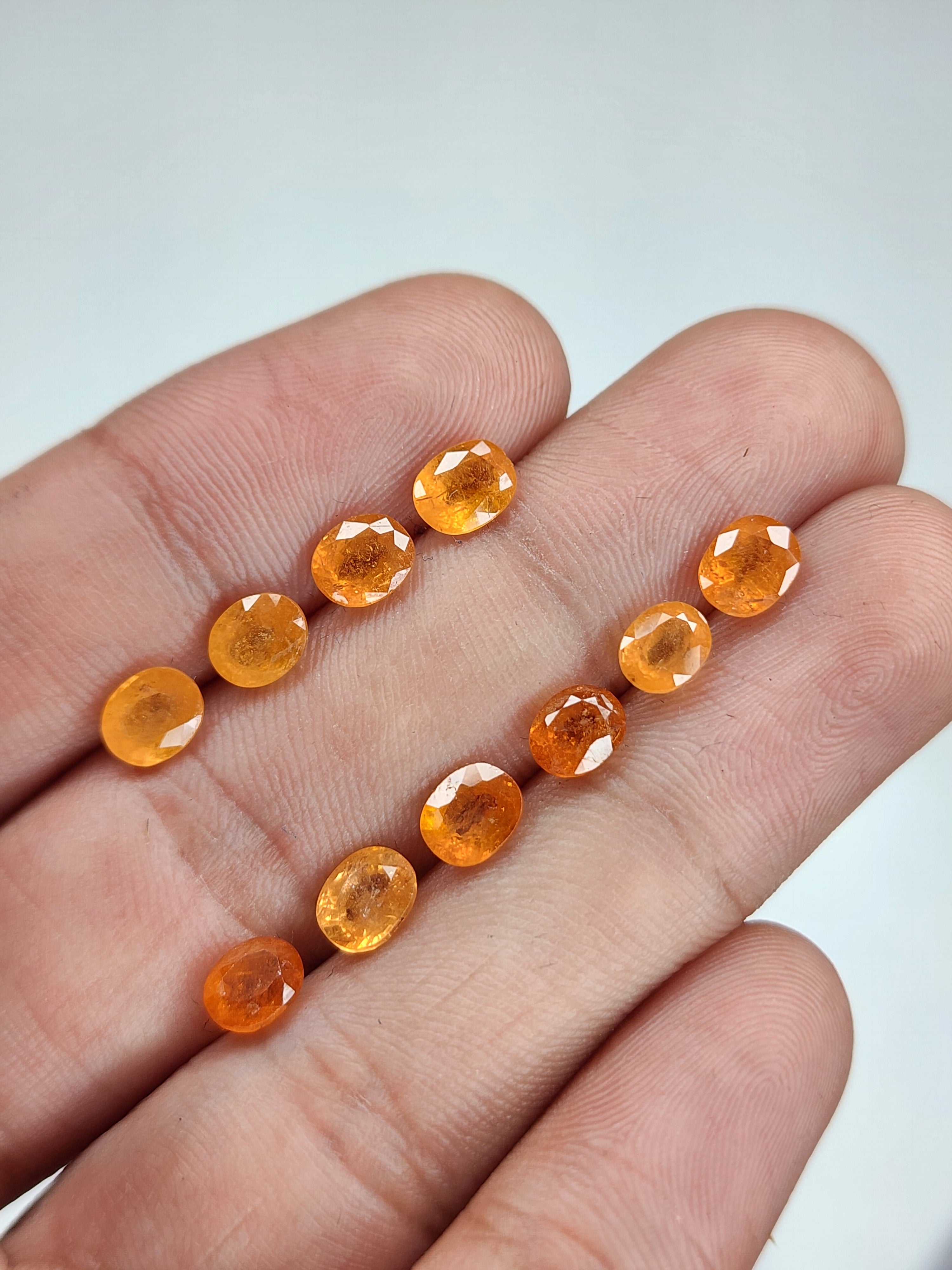 Natural Spessartine Garnet Gemstone Faceted Cut Oval Shape High Quality Loose Gemstones For Jewelry Making 6x4 MM Size 9 Pcs V5240