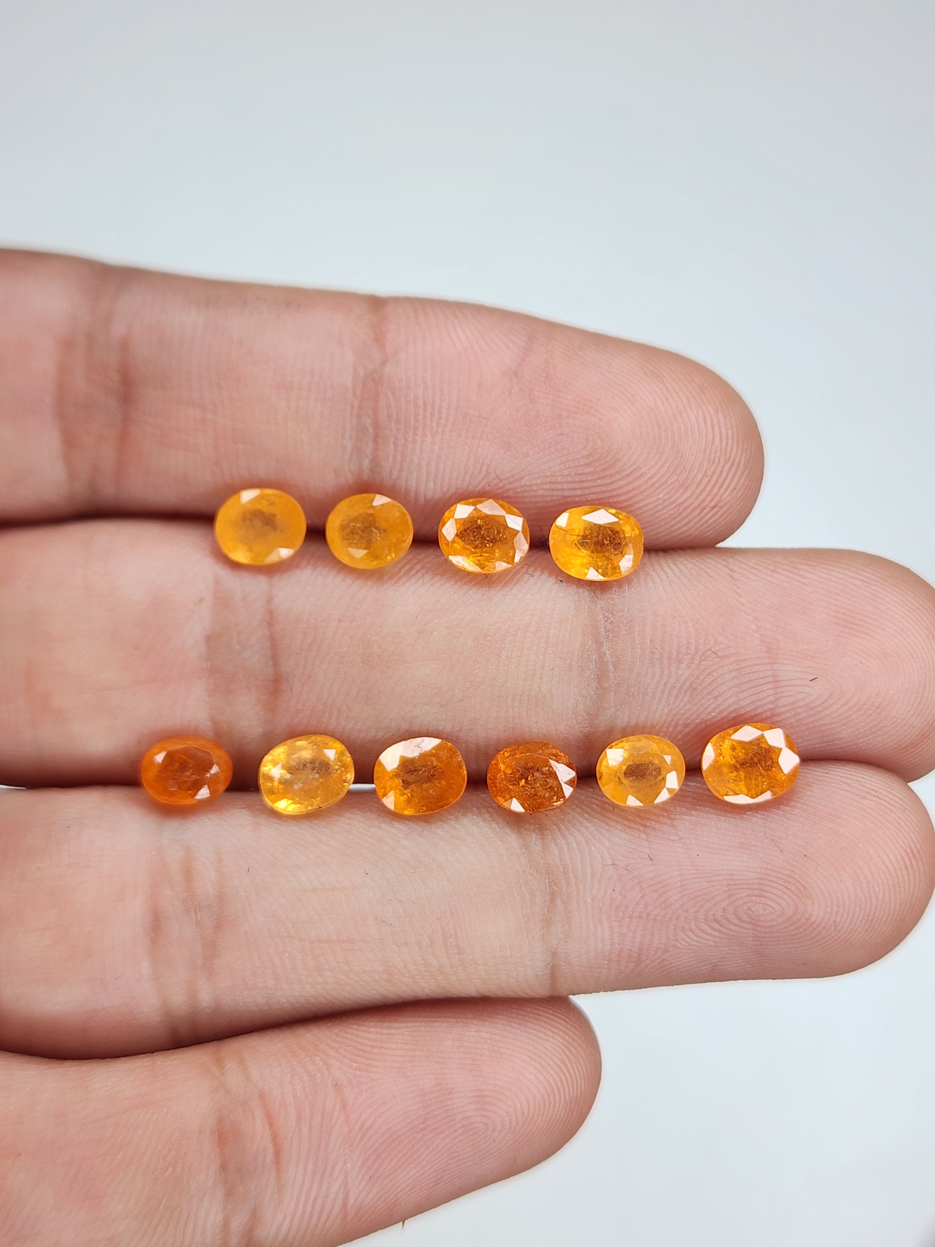 Natural Spessartine Garnet Gemstone Faceted Cut Oval Shape High Quality Loose Gemstones For Jewelry Making 6x4 MM Size 9 Pcs V5240