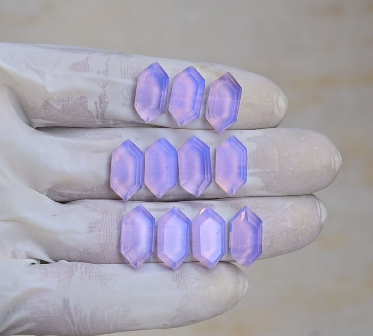 Natural Lavender Quartz Gemstone Step Cut Hexagon Shape Cabochon High Quality Loose Gemstones For Jewelry Making 16x8 MM Size 11 Pcs V4198