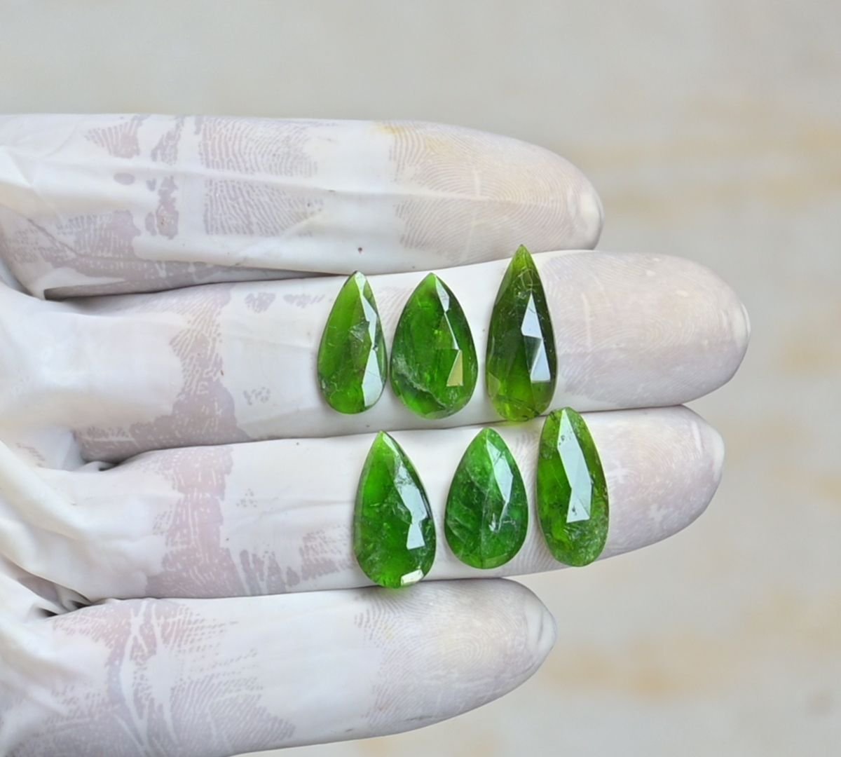 Natural Chrome Gemstone Rose Cut Pear Shape Cabochon High Quality Loose Gemstones For Jewelry Making 16-20 MM Size 6 Pcs V4206