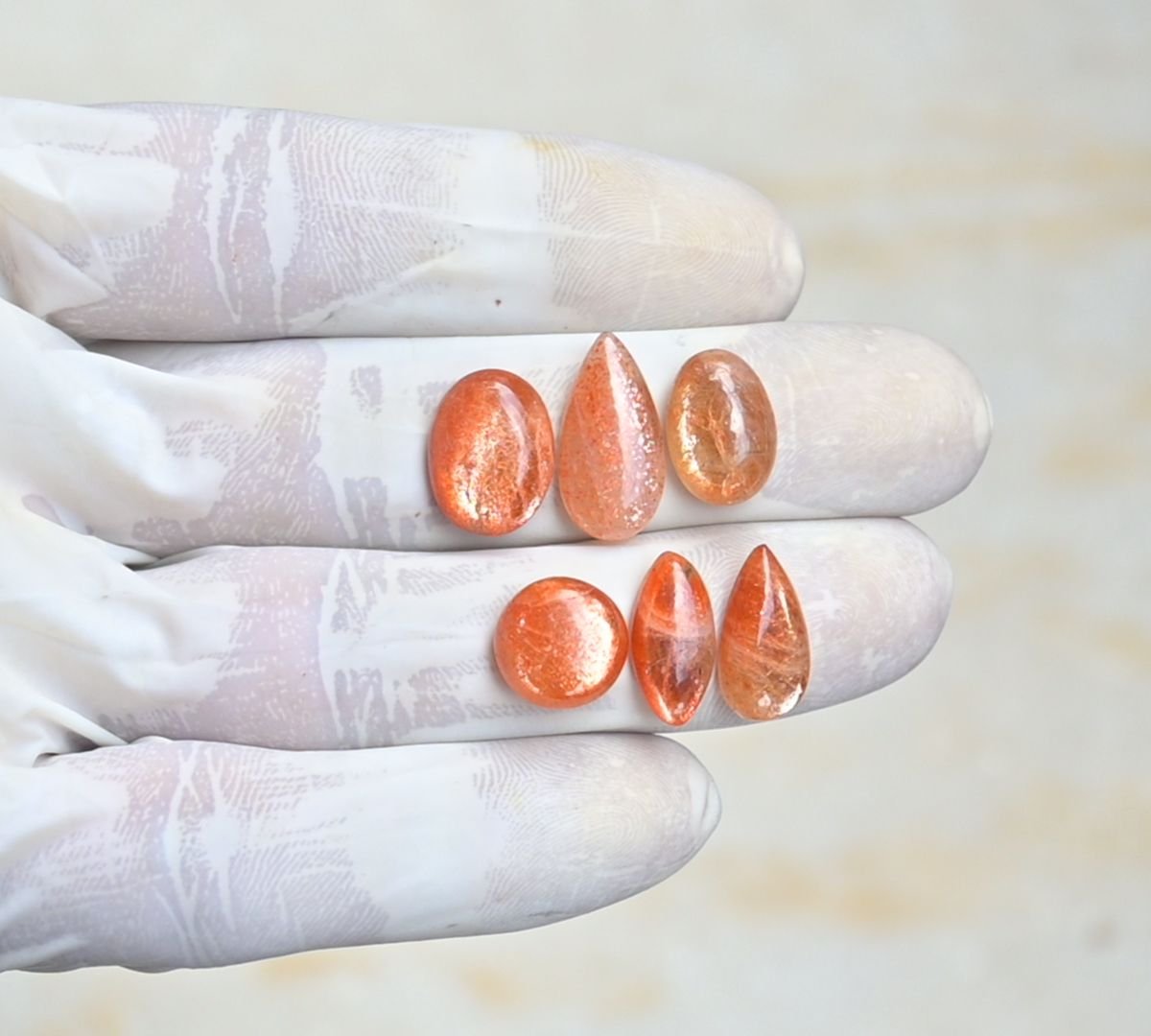 Natural Sunstone Gemstone Smooth Mix Shape Cabochon High Quality Loose Gemstones For Jewelry Making 11-18 MM Size 6 Pcs V4208