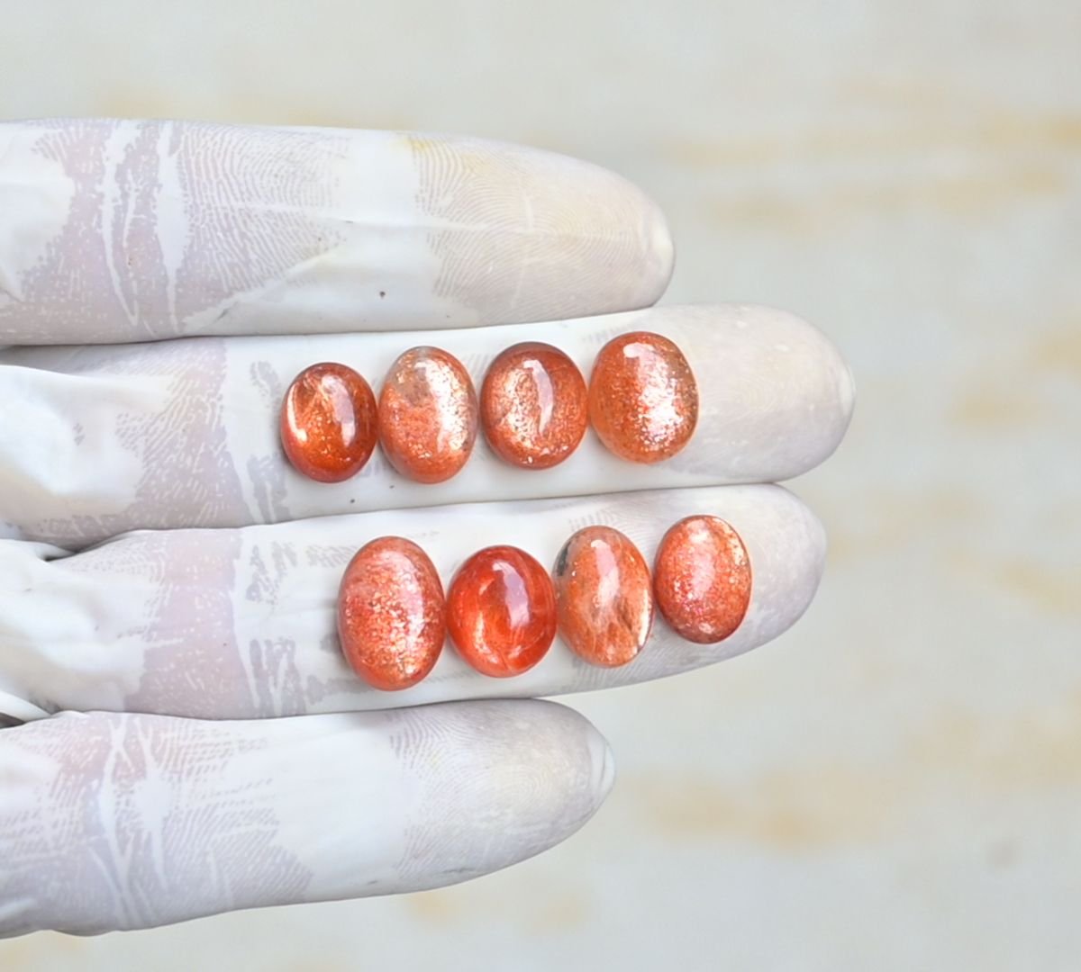 Natural Sunstone Gemstone Smooth Oval Shape Cabochon High Quality Loose Gemstones For Jewelry Making 11-14 MM Size 8 Pcs V4209