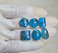 Natural Apatite Doublet Gemstone Rose Cut Mix Shape Cabochon High Quality Loose Gemstones For Jewelry Making 13-19 MM Size 6 Pcs V4214