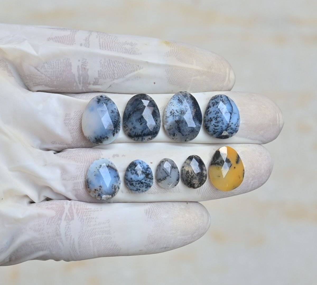 Natural Dendrite Agate Gemstone Rose Cut Fancy Shape Cabochon High Quality Loose Gemstones For Jewelry Making 10-16 MM Size 9 Pcs V4219