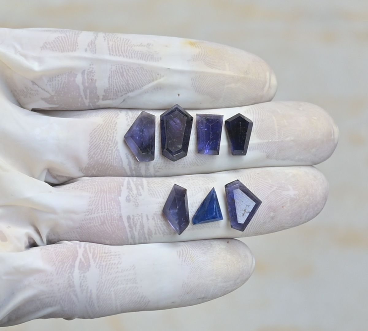 Natural Iolite Gemstone Step Cut Fancy Shape Cabochon High Quality Loose Gemstones For Jewelry Making 9-15 MM Size 7 Pcs V4221