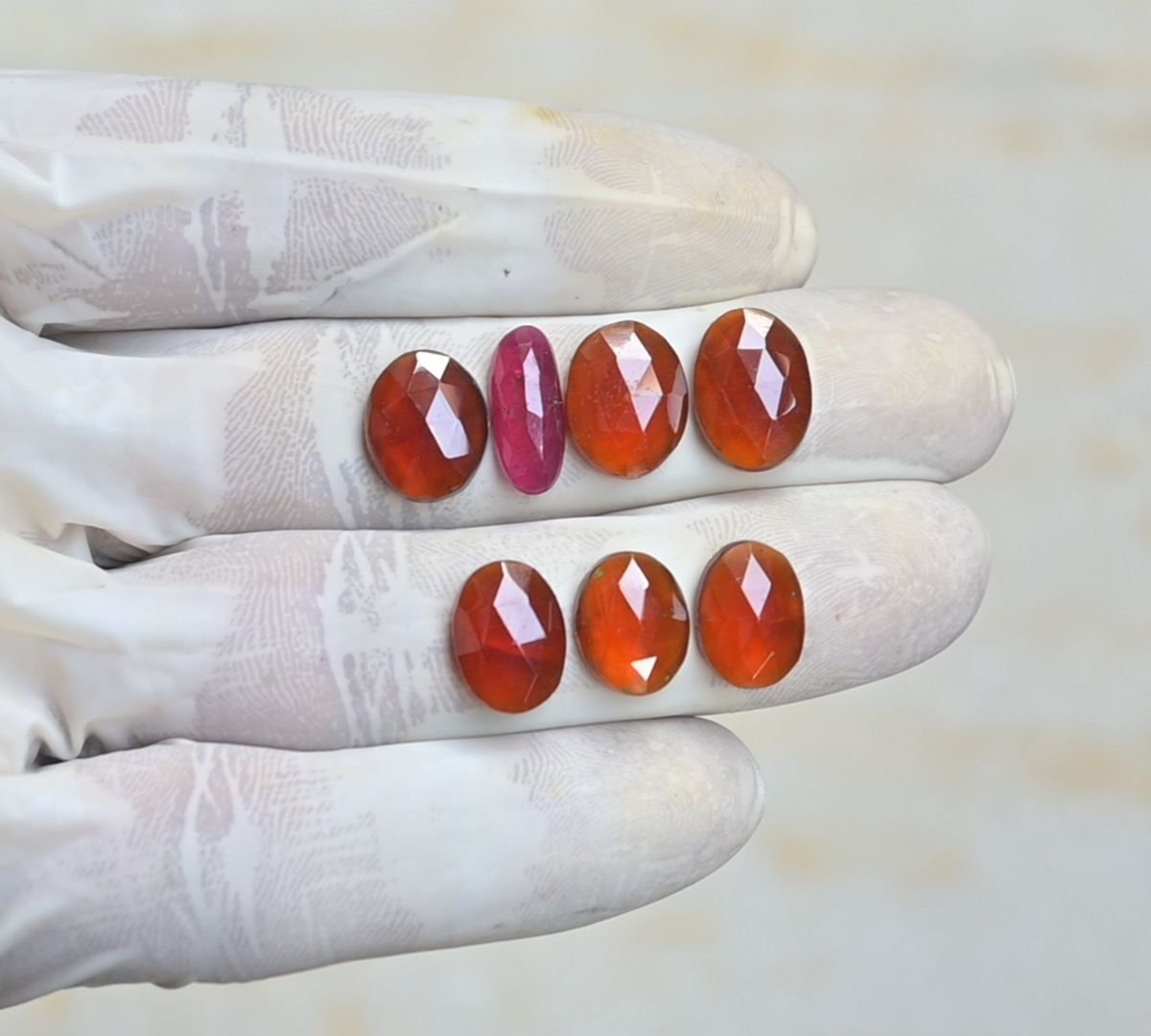 Natural Hessonite Garnet Gemstone Rose Cut Oval Shape Cabochon High Quality Loose Gemstones For Jewelry Making 12-14 MM Size 7 Pcs V4223
