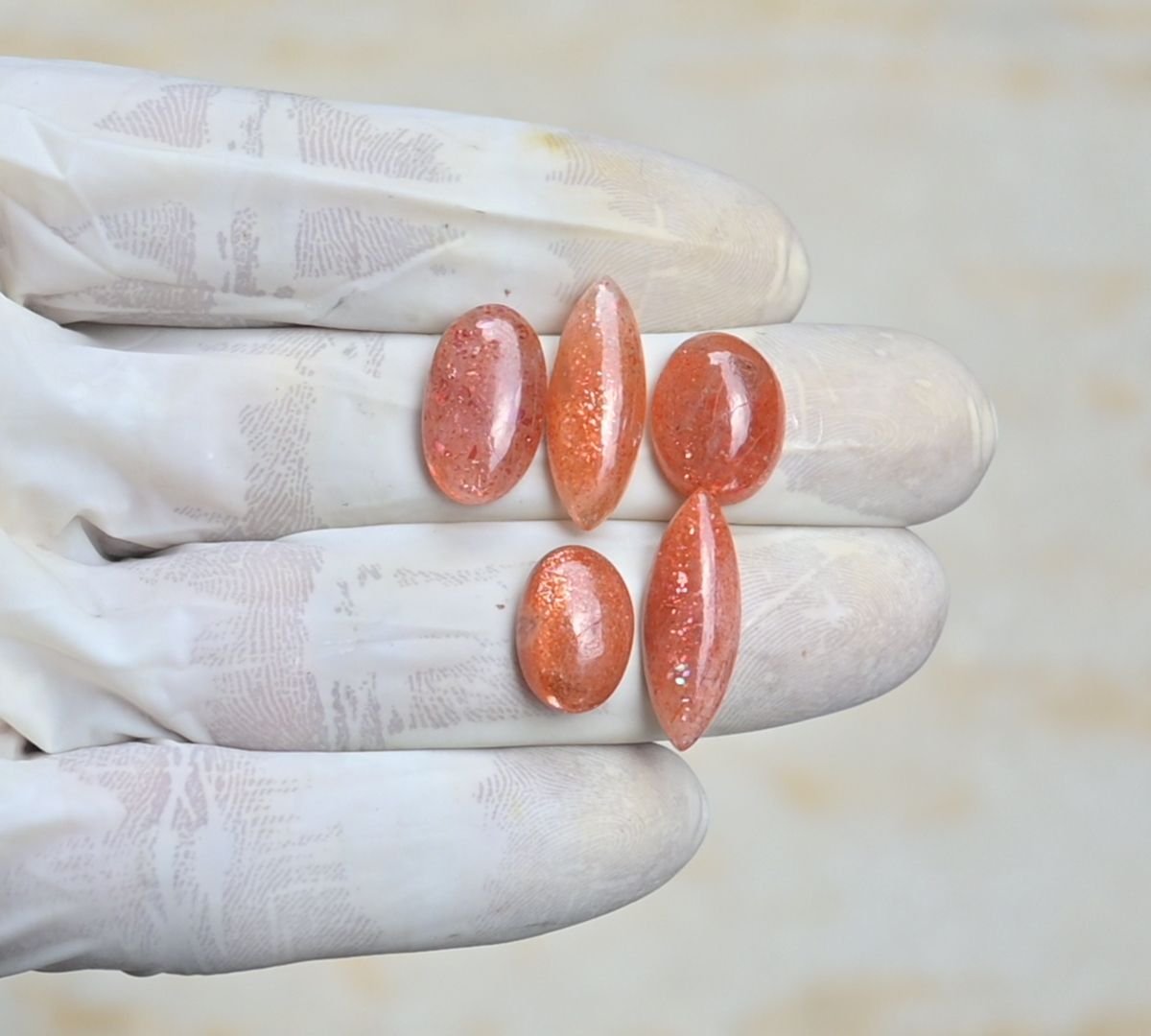 Natural Sunstone Gemstone Smooth Mix Shape Cabochon High Quality Loose Gemstones For Jewelry Making 14-22 MM Size 5 Pcs V4231