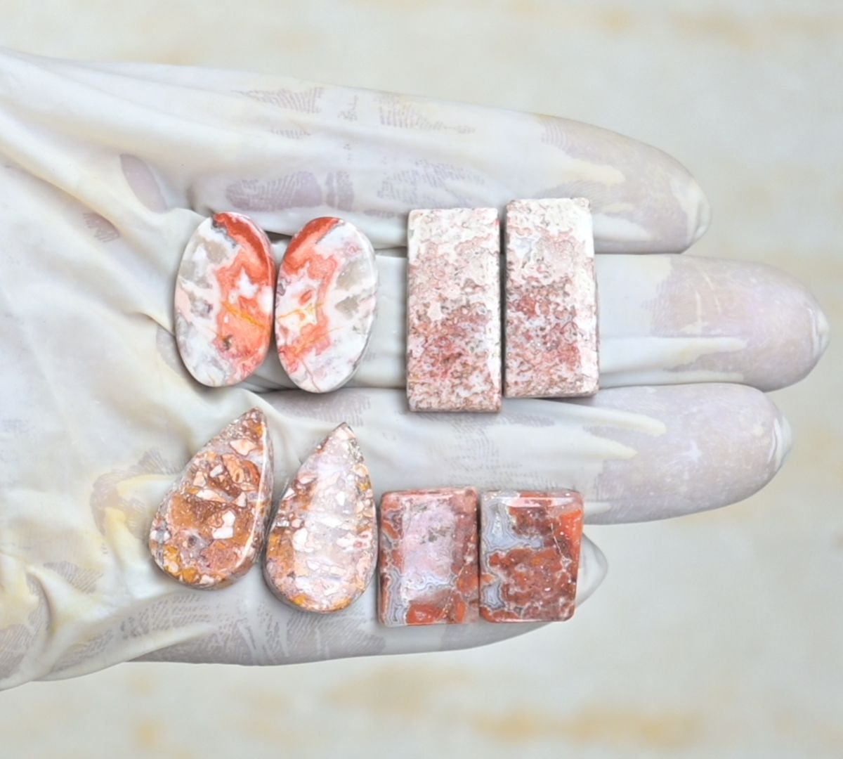 Natural Rosita Jasper Gemstone Smooth Mix Shape Cabochon High Quality Loose Gemstones For Jewelry Making 18-26 MM Size 4 Pair V4235