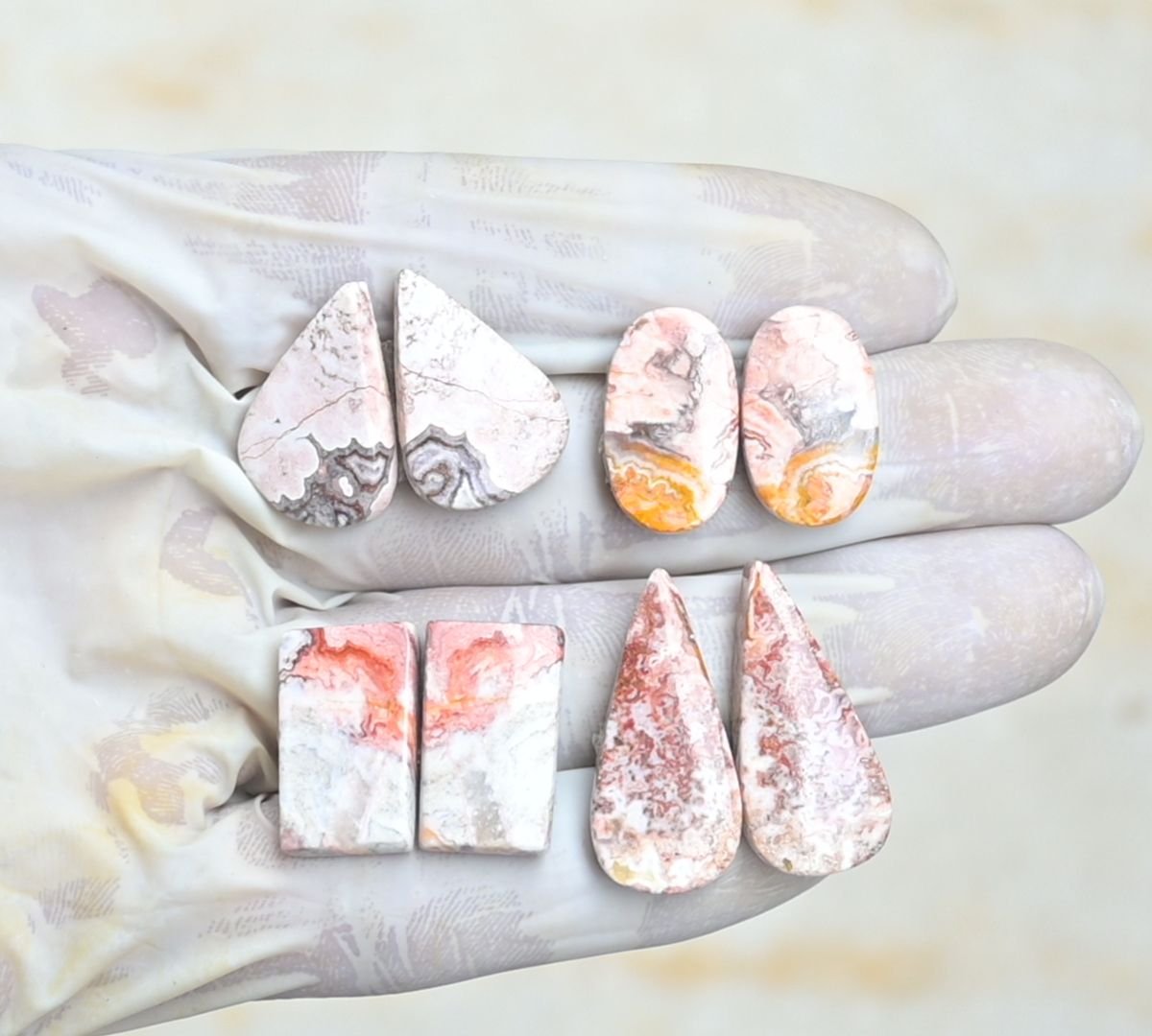 Natural Rosita Jasper Gemstone Smooth Mix Shape Cabochon High Quality Loose Gemstones For Jewelry Making 20-29 MM Size 4 Pair V4236