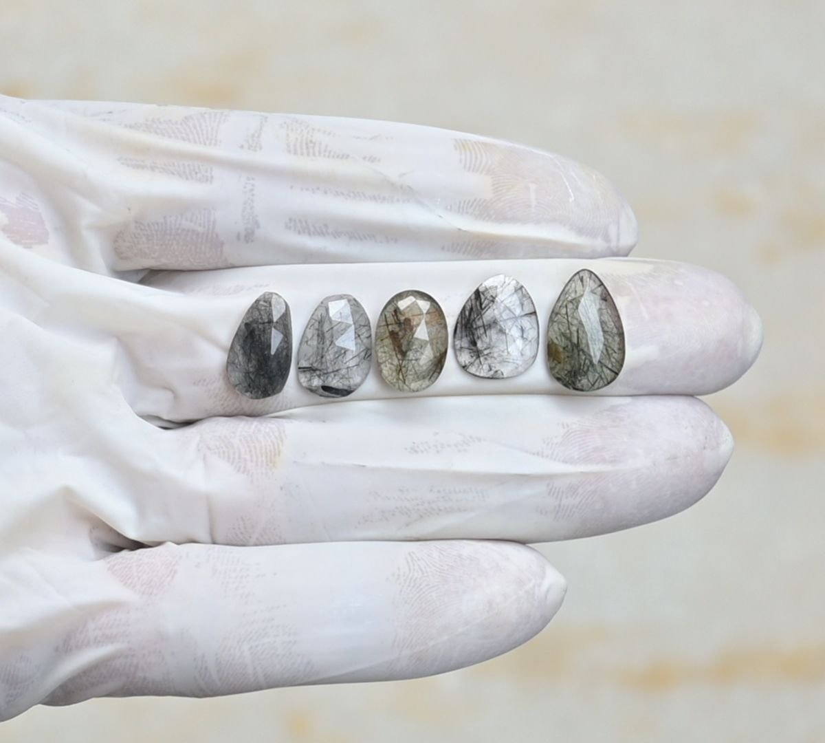 Natural Black Rutile Gemstone Rose Cut Fancy Shape Cabochon High Quality Loose Gemstones For Jewelry Making 13-15 MM Size 5 Pcs V4247