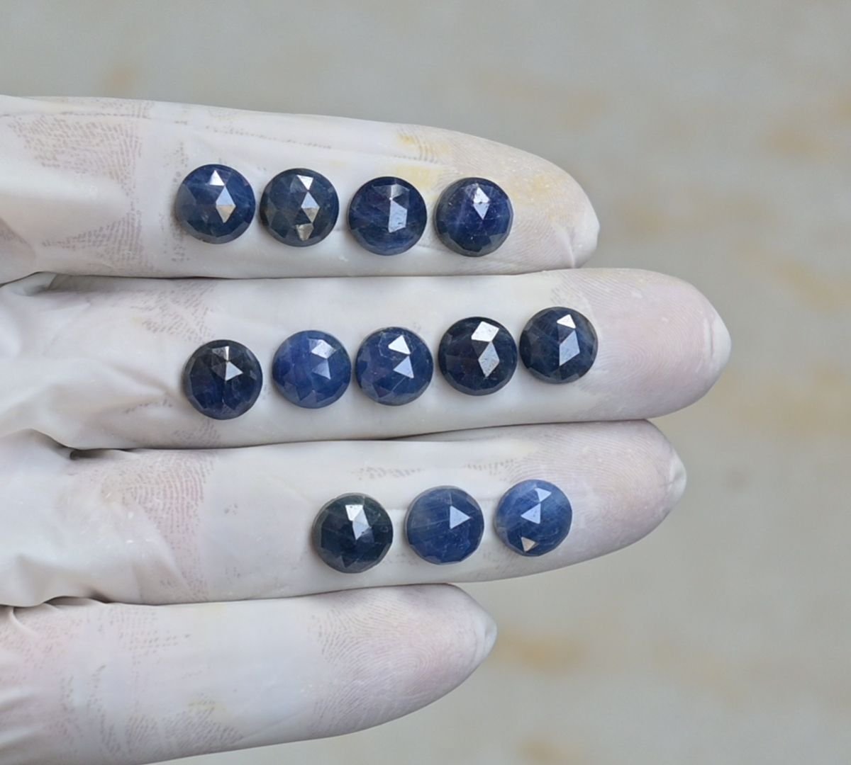 Natural Blue Sapphire Gemstone Rose Cut Round Shape Cabochon Shape High Quality Loose Gemstones For Jewelry Making 9 MM Size 12 Pcs V4259
