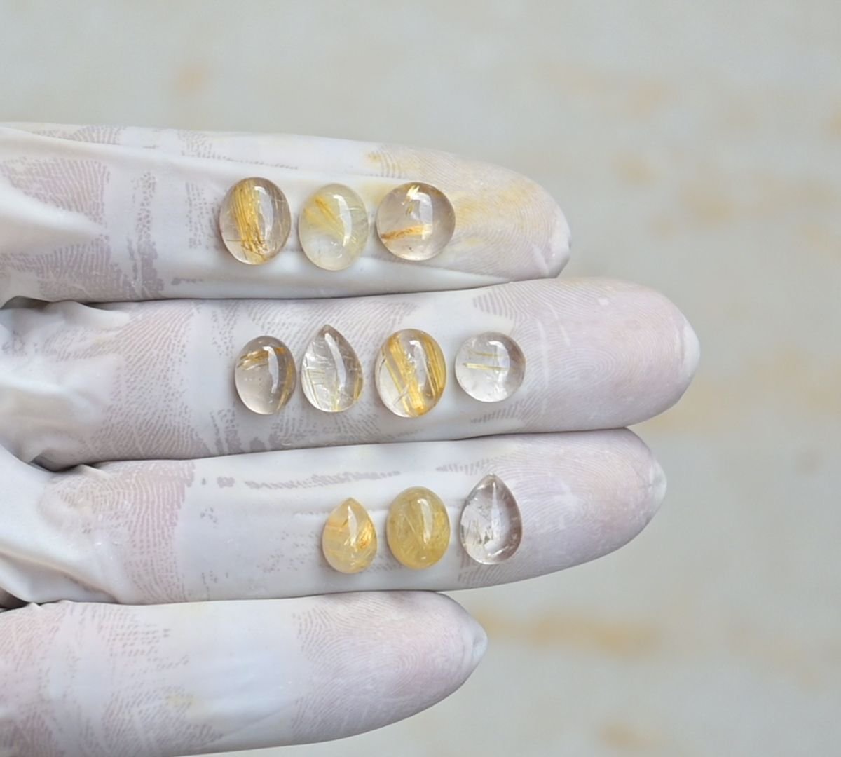 Natural Golden Rutile Gemstone Smooth Mix Shape Cabochon High Quality Loose Gemstones For Jewelry Making 8-10 MM Size 10 Pcs V4264