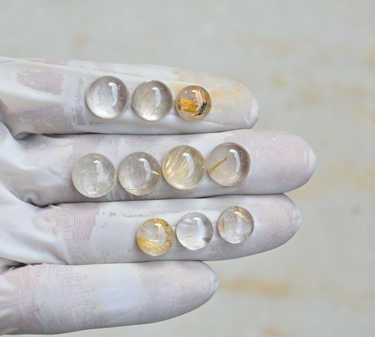 Natural Golden Rutile Gemstone Smooth Round Shape Cabochon High Quality Loose Gemstones For Jewelry Making 10-12 MM Size 10 Pcs V4265