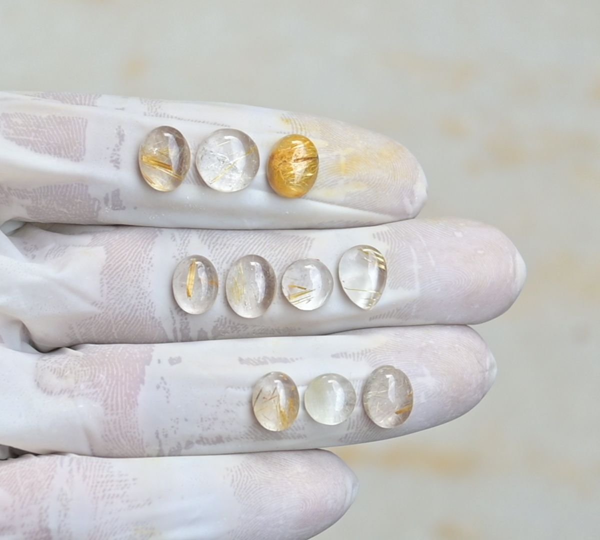 Natural Golden Rutile Gemstone Smooth Mix Shape Cabochon High Quality Loose Gemstones For Jewelry Making 8-10 MM Size 10 Pcs V4266