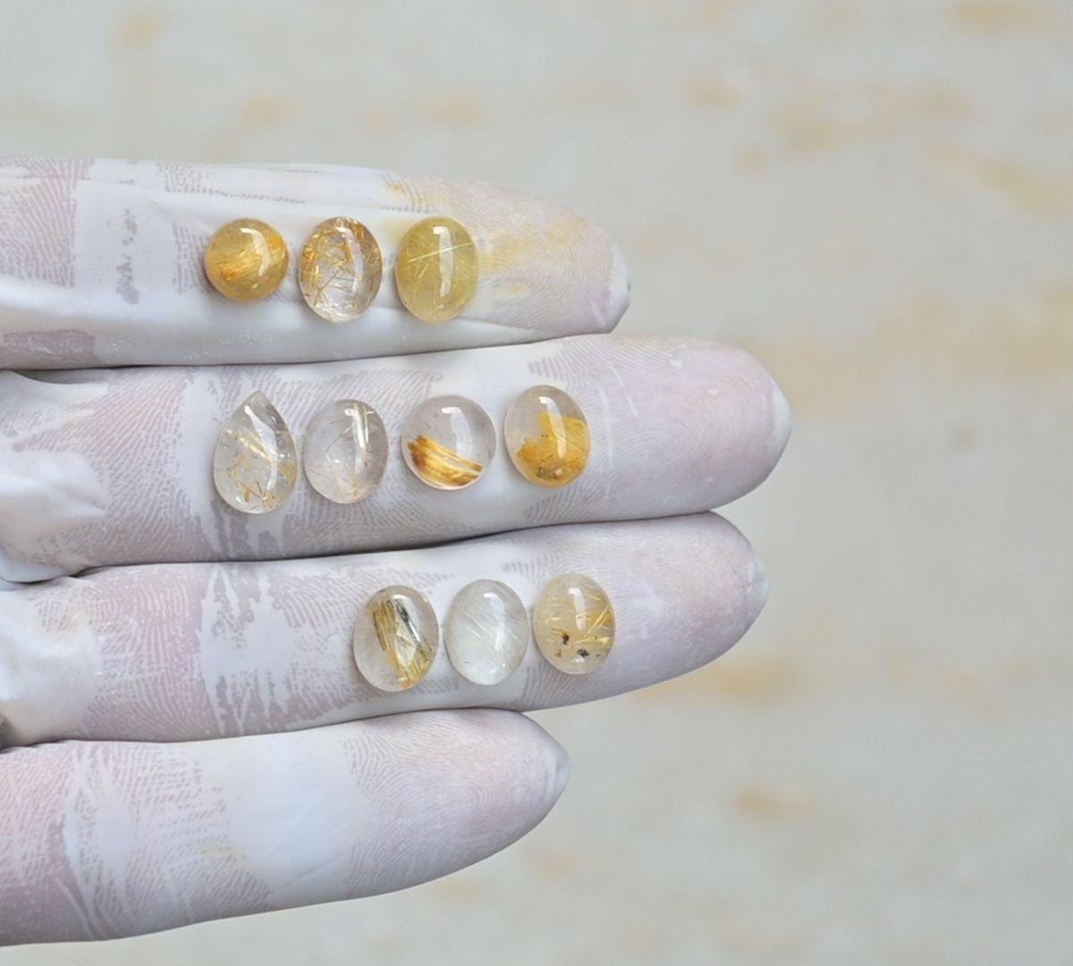 Natural Golden Rutile Gemstone Smooth Mix Shape Cabochon High Quality Loose Gemstones For Jewelry Making 8-12 MM Size 10 Pcs V4267
