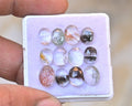 Natural Herkimer Lodolite Gemstone Rose Cut Oval Shape Cabochon High Quality Loose Gemstones For Jewelry Making 8-10 MM Size 12 Pcs V4678