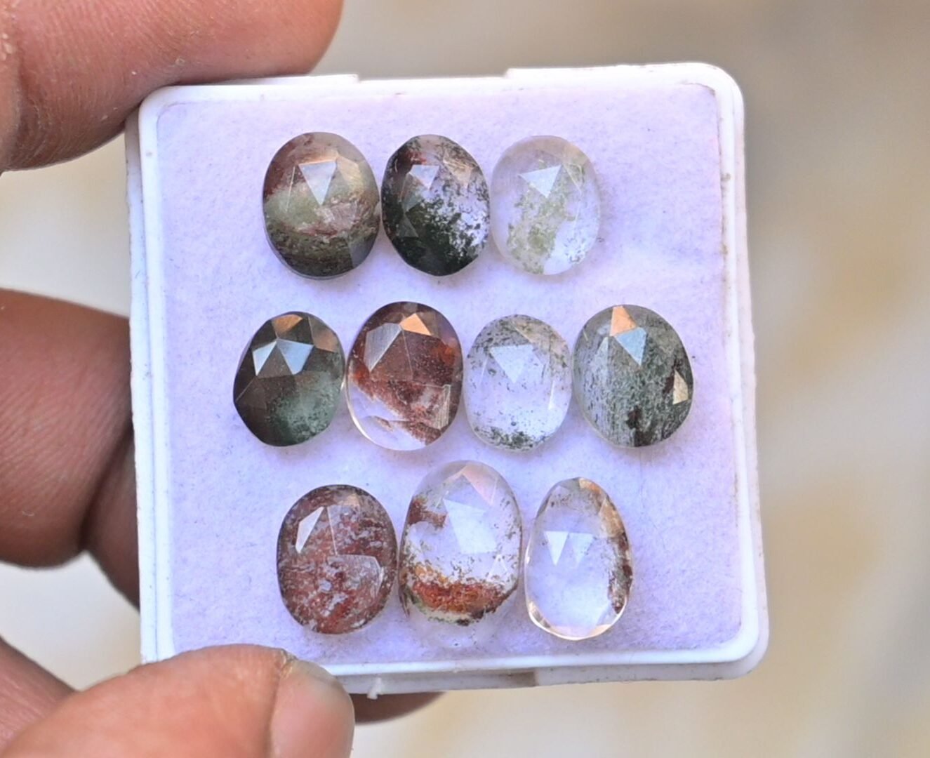 Natural Herkimer Lodolite Gemstone Rose Cut Mix Shape Cabochon High Quality Loose Gemstones For Jewelry Making 9-11 MM Size 10 Pcs V4679