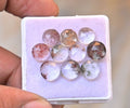 Natural Herkimer Lodolite Gemstone Rose Cut Round Shape Cabochon High Quality Loose Gemstones For Jewelry Making 8 MM Size 10 Pcs V4684