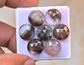 Natural Herkimer Lodolite Gemstone Rose Cut Round Shape Cabochon High Quality Loose Gemstones For Jewelry Making 12 MM Size 8 Pcs V4685