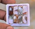 Natural Herkimer Lodolite Gemstone Rose Cut Rectangle Shape Cabochon High Quality Loose Gemstones For Jewelry Making 16x8 MM Size 8 Pcs V4687