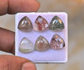 Natural Herkimer Lodolite Gemstone Rose Cut Trillion Shape Cabochon High Quality Loose Gemstones For Jewelry Making 12 MM Size 6 Pcs V4688
