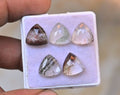 Natural Herkimer Lodolite Gemstone Rose Cut Trillion Shape Cabochon High Quality Loose Gemstones For Jewelry Making 12 MM Size 5 Pcs V4689