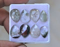 Natural Herkimer Lodolite Gemstone Rose Cut Pear Shape Cabochon High Quality Loose Gemstones For Jewelry Making 12-14 MM Size 8 Pcs V4699