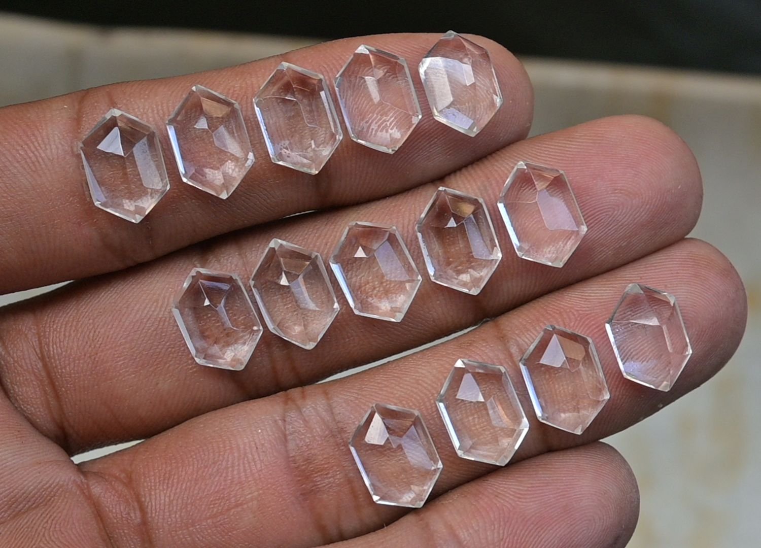 Natural Crystal Gemstone Step Cut Hexagon Shape Cabochon High Quality Loose Gemstones For Jewelry Making 12x8 MM Size 14 Pcs V3730