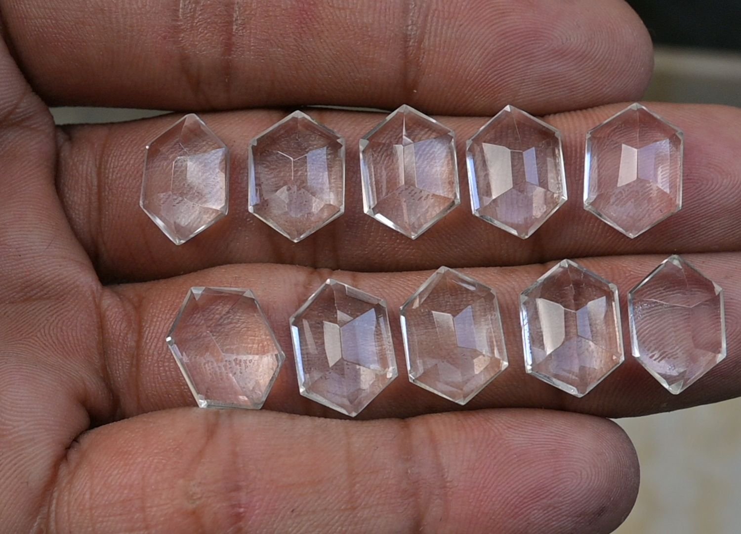 Natural Crystal Gemstone Step Cut Hexagon Shape Cabochon High Quality Loose Gemstones For Jewelry Making 14x10 MM Size 10 Pcs V3731