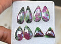 Natural Ruby Zoisite Gemstone Rose Cut Mix Shape Cabochon High Quality Loose Gemstone For Jewelry Making 14-24 MM Size 4 Pair V3735