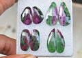 Natural Ruby Zoisite Gemstone Rose Cut Mix Shape Cabochon High Quality Loose Gemstone For Jewelry Making 19-26 MM Size 4 Pair V3736