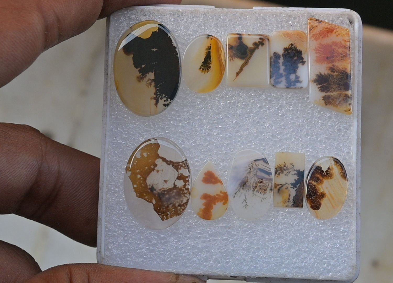Natural Scenic Agate Gemstone Smooth Mix Shape Cabochon High Quality Loose Gemstone For Jewelry Making 12-22 MM Size 10 Pcs V3740