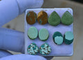 Natural Tibetan Turquoise Gemstone Smooth Mix Shape Cabochon High Quality Loose Gemstones For Jewelry Making 10-12 MM Size 5 Pair V3746