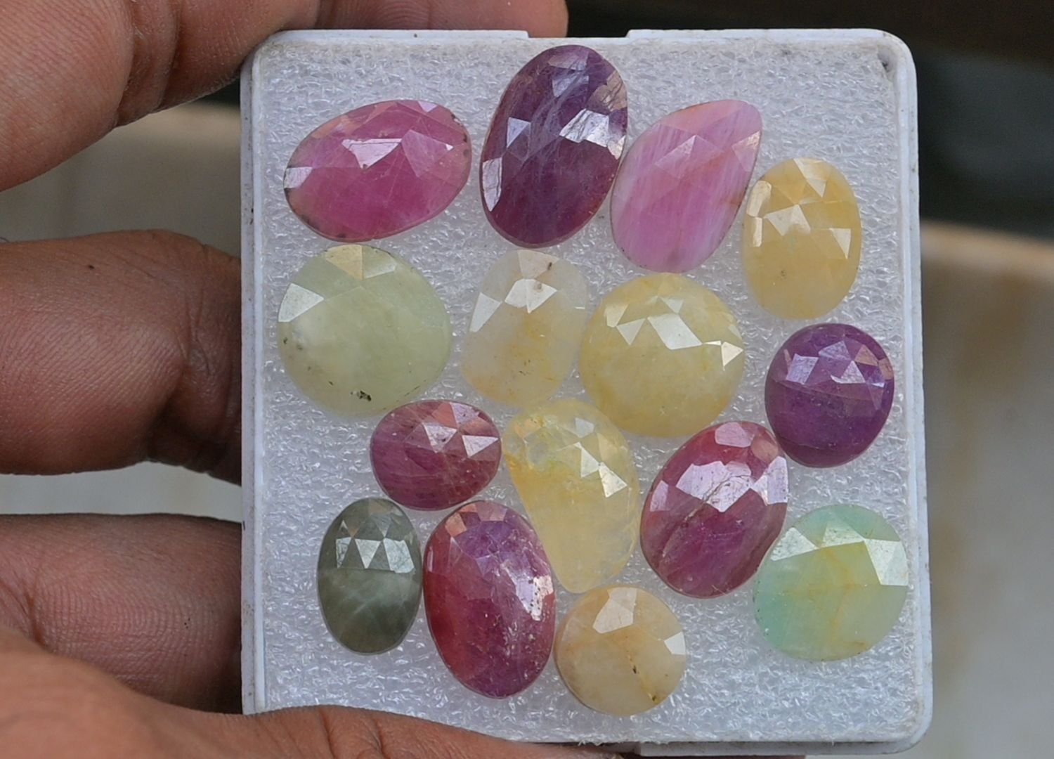 Natural Sapphire Gemstone Rose Cut Mix Shape Cabochon High Quality Loose Gemstones For Jewelry Making 11-18 MM Size 15 Pcs V3756
