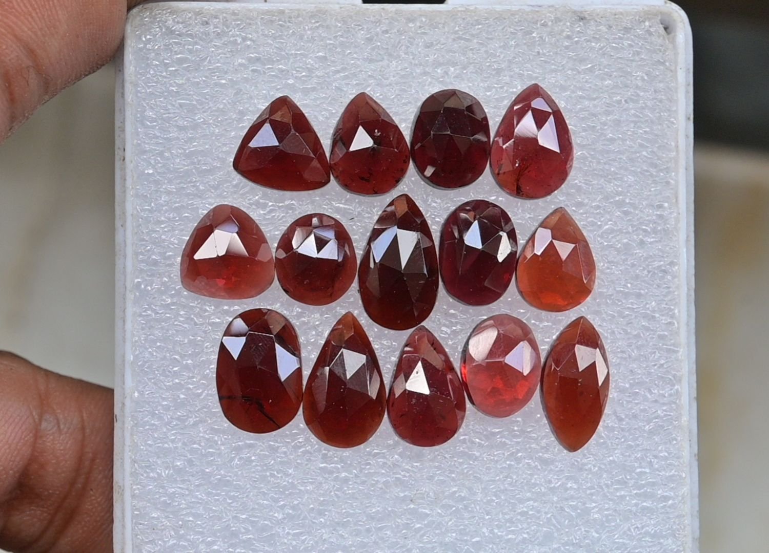 Natural Garnet Gemstone Rose Cut Mix Shape Cabochon High Quality Loose Gemstones For Jewelry Making 9-14 MM Size 14 Pcs V3757