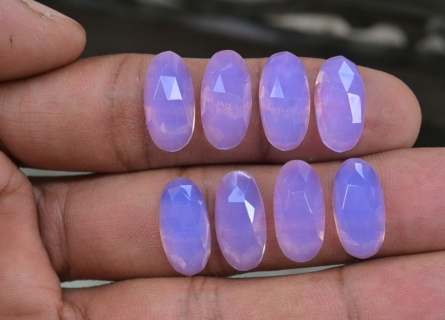 Natural Lavender Quartz Gemstone Rose Cut Oval Shape Cabochon High Quality Loose Gemstones For Jewelry Making 16x8 MM Size 8 Pcs V3760