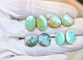 Natural Tibetan Turquoise Gemstone Smooth Mix Shape Cabochon High Quality Loose Gemstones For Jewelry Making 13-15 MM Size 4 Pair V3796