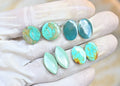 Natural Tibetan Turquoise Gemstone Smooth Mix Shape Cabochon High Quality Loose Gemstones For Jewelry Making 13-18 MM Size 4 Pair V3798