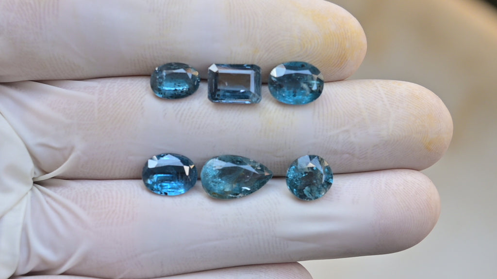 Natural Teal Green Kyanite Gemstone Faceted Cut Mix High Quality Loose Gemstone For Jewelry Making Wholesalegems 8-12 MM Size 6 Pcs SM25449