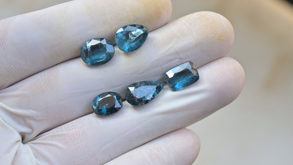 Natural Teal Green Kyanite Gemstone Faceted Cut Mix High Quality Loose Gemstone For Jewelry Making Wholesalegems 9-12 MM Size 5 Pcs SM25450