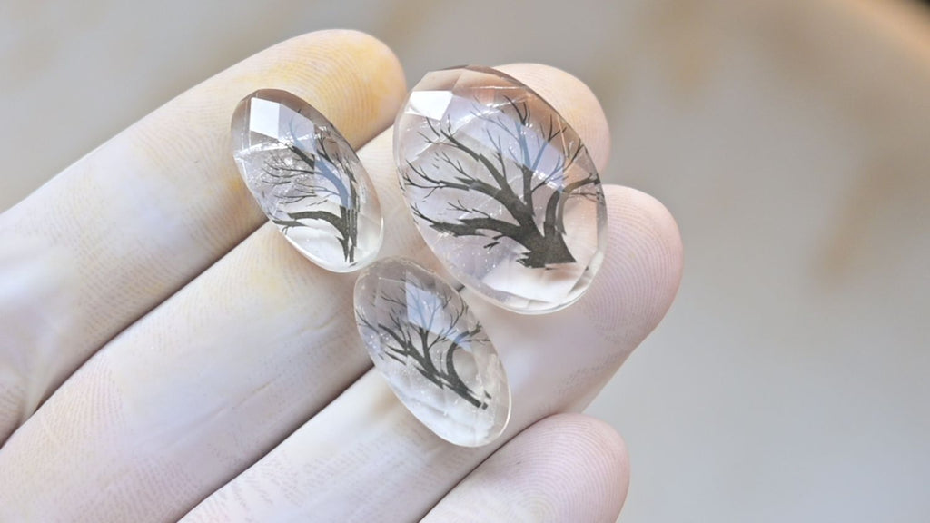 Natural Crystal Quartz Doublet Gemstone Checker Cut Oval Shape Cabochon Loose Gemstone For Jewelry Making Wholesalegems 19-29 MM Size 3 Pcs SM25466