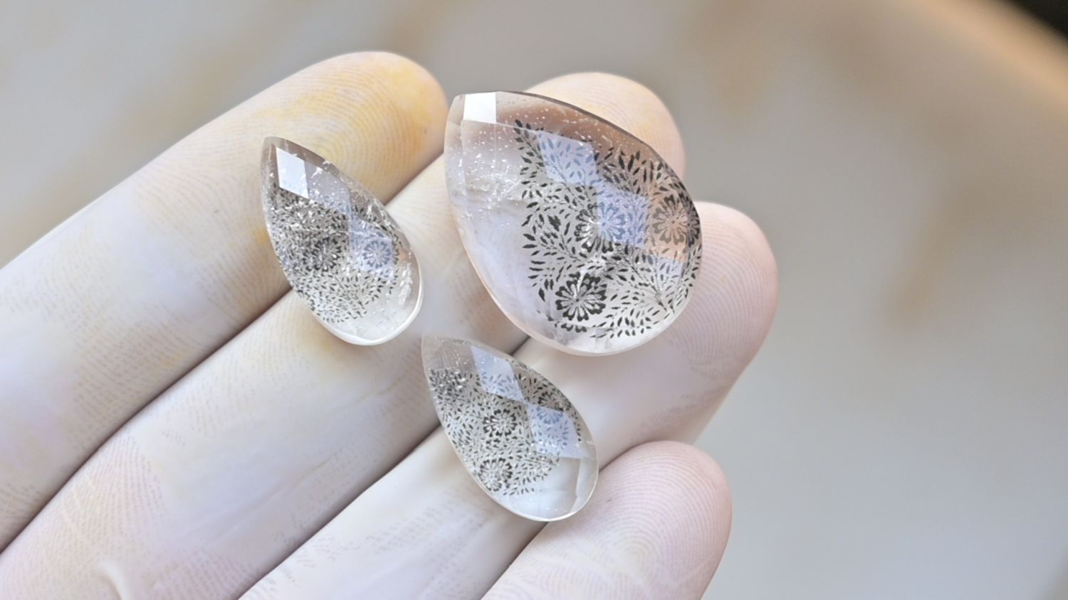 Natural Crystal Quartz Doublet Gemstone Checker Cut Pear Shape Cabochon Loose Gemstone For Jewelry Making Wholesalegems 19-29 MM Size 3 Pcs SM25467