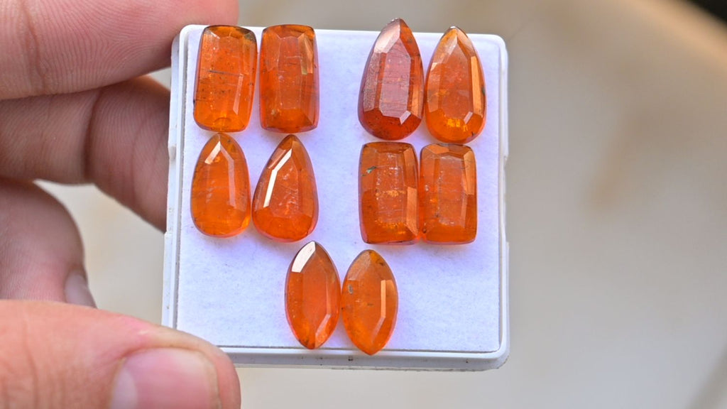 Natural Orange Kyanite Gemstone Step Cut Mix Shape Cabochon Loose Gemstone For Jewelry Making Wholesalegems 12-15 MM Size 5 Pair SM25468