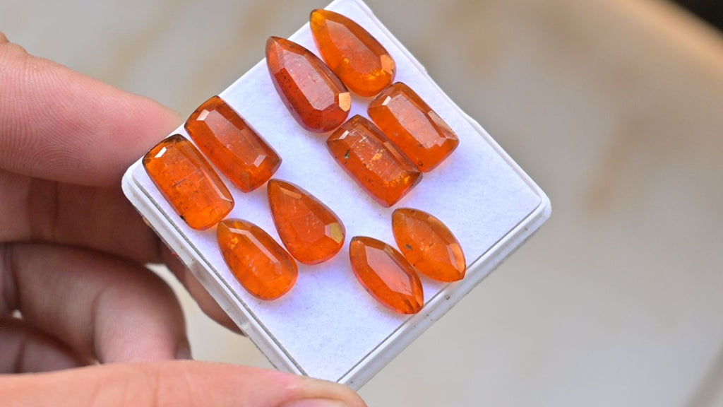 Natural Orange Kyanite Gemstone Step Cut Mix Shape Cabochon Loose Gemstone For Jewelry Making Wholesalegems 12-15 MM Size 5 Pair SM25468